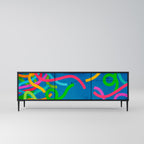 STREAMER TANGLE Móvel de TV com 3 Portas em Acabamento Preto