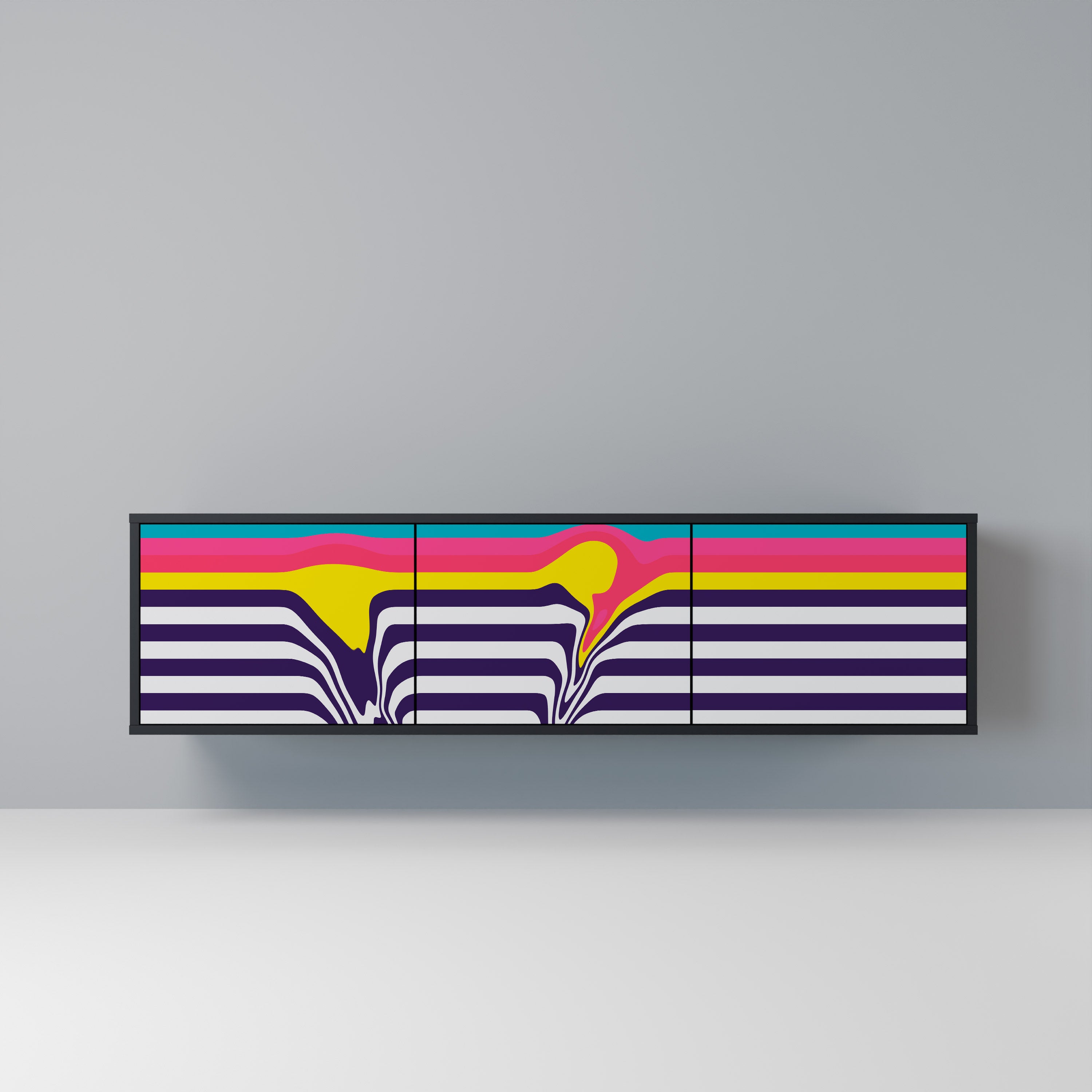 TONE COLLAPSE Móvel de TV com 3 Portas em Acabamento Preto