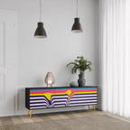 TONE COLLAPSE Móvel de TV com 3 Portas em Acabamento Preto