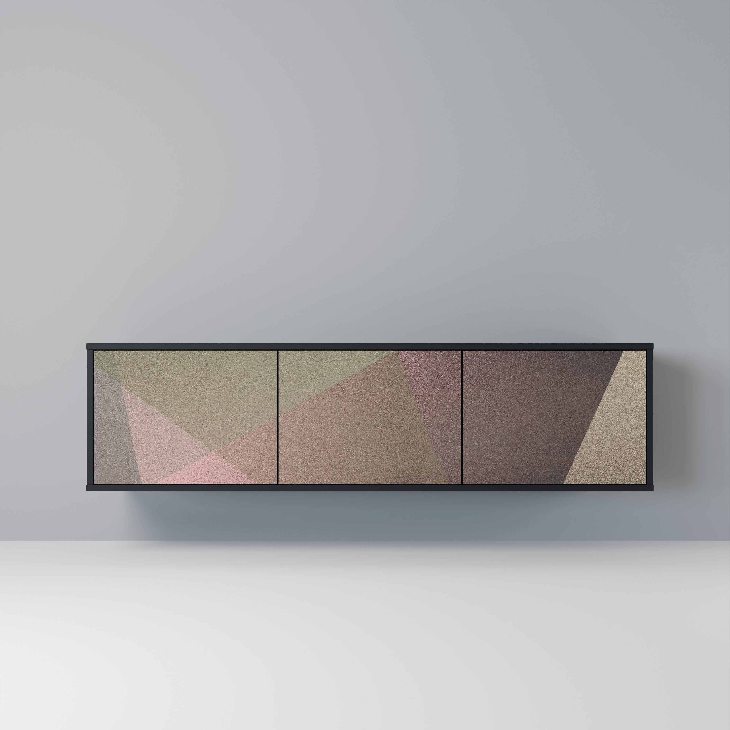 BEIGE GEOMETRY Móvel de TV com 3 Portas em Acabamento Preto