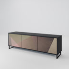 BEIGE GEOMETRY Móvel de TV com 3 Portas em Acabamento Preto