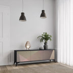 BEIGE GEOMETRY Móvel de TV com 3 Portas em Acabamento Preto