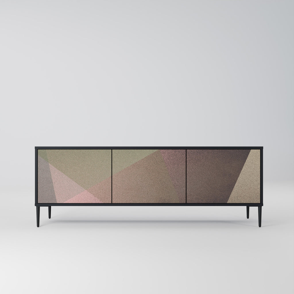 BEIGE GEOMETRY Móvel de TV com 3 Portas em Acabamento Preto