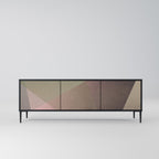 BEIGE GEOMETRY Móvel de TV com 3 Portas em Acabamento Preto