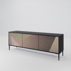 BEIGE GEOMETRY Móvel de TV com 3 Portas em Acabamento Preto