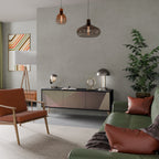 BEIGE GEOMETRY Móvel de TV com 3 Portas em Acabamento Preto