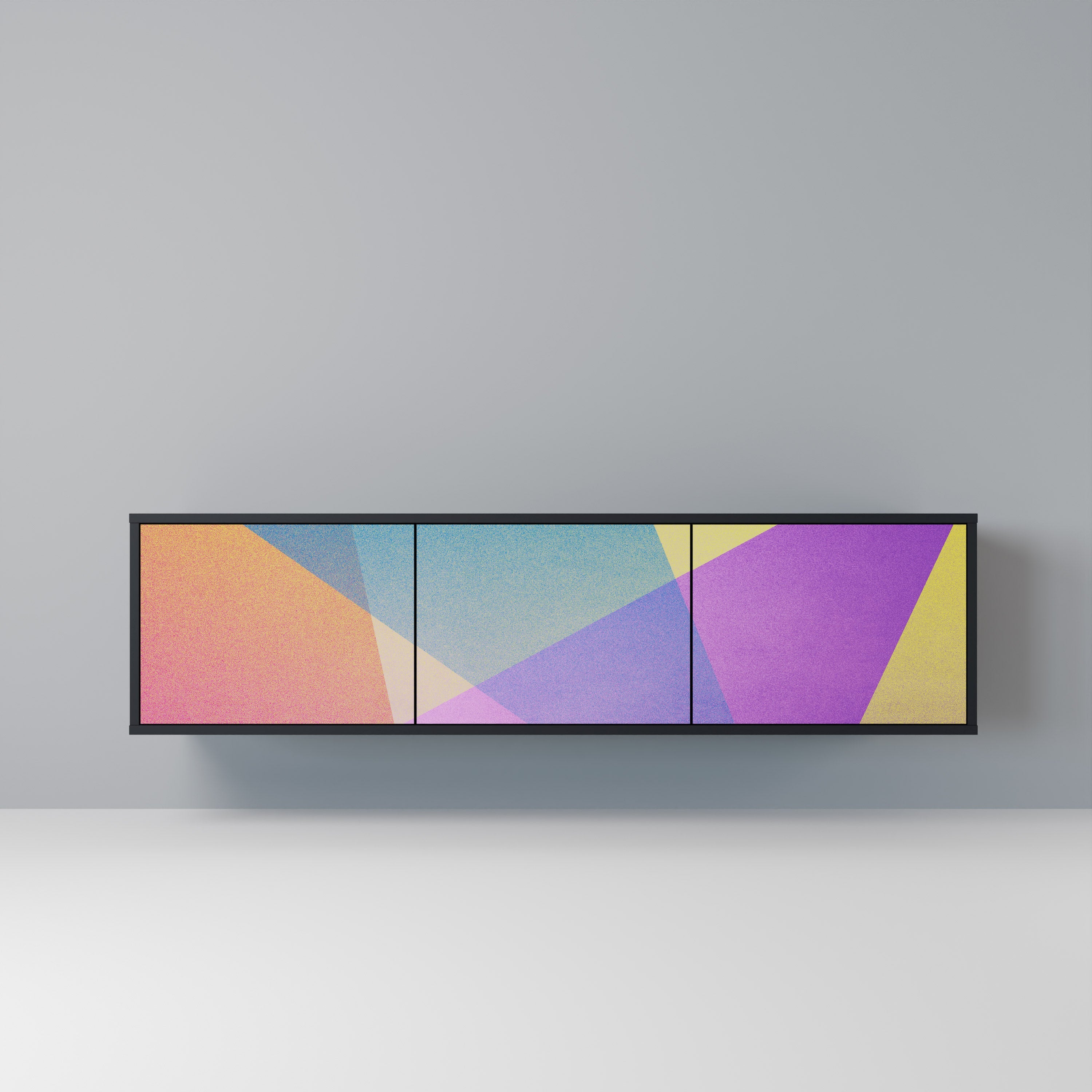 BRIGHT GEOMETRY Móvel de TV com 3 Portas em Acabamento Preto