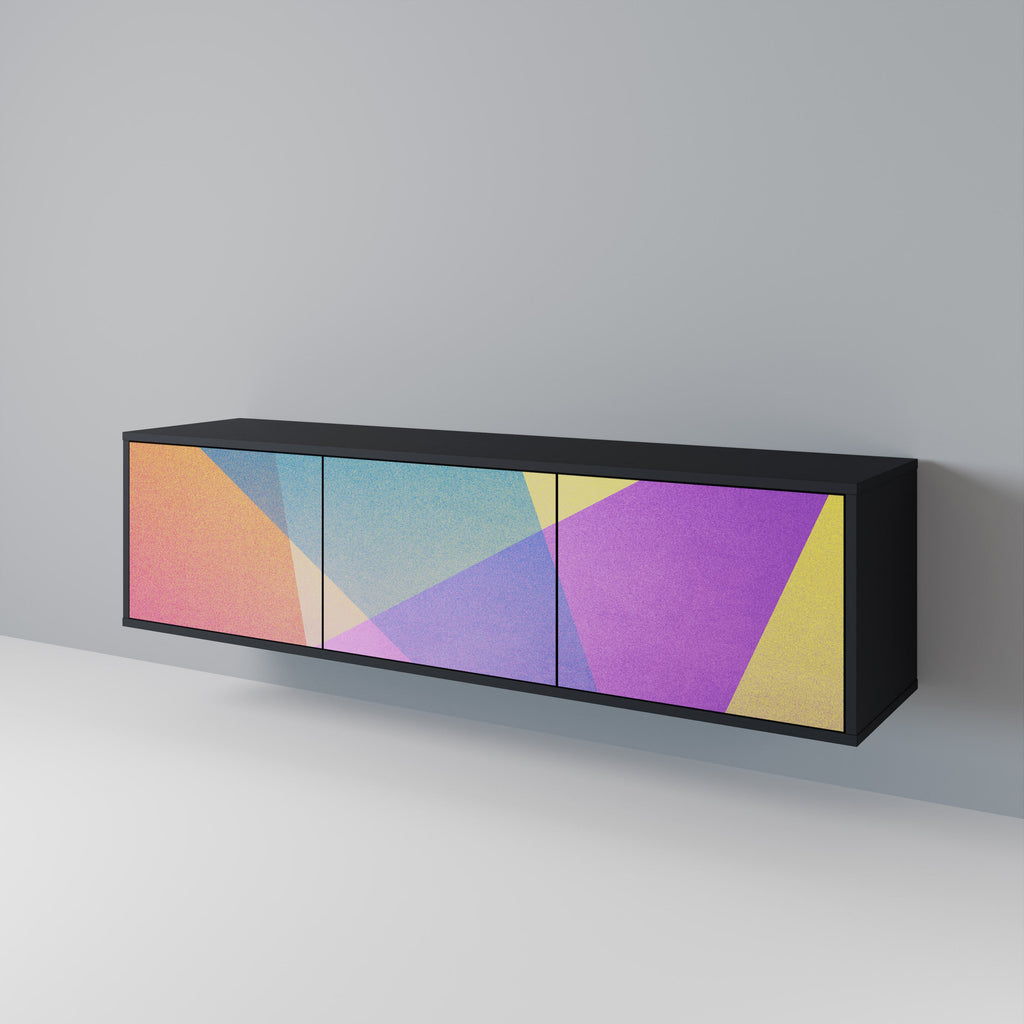 BRIGHT GEOMETRY Móvel de TV com 3 Portas em Acabamento Preto