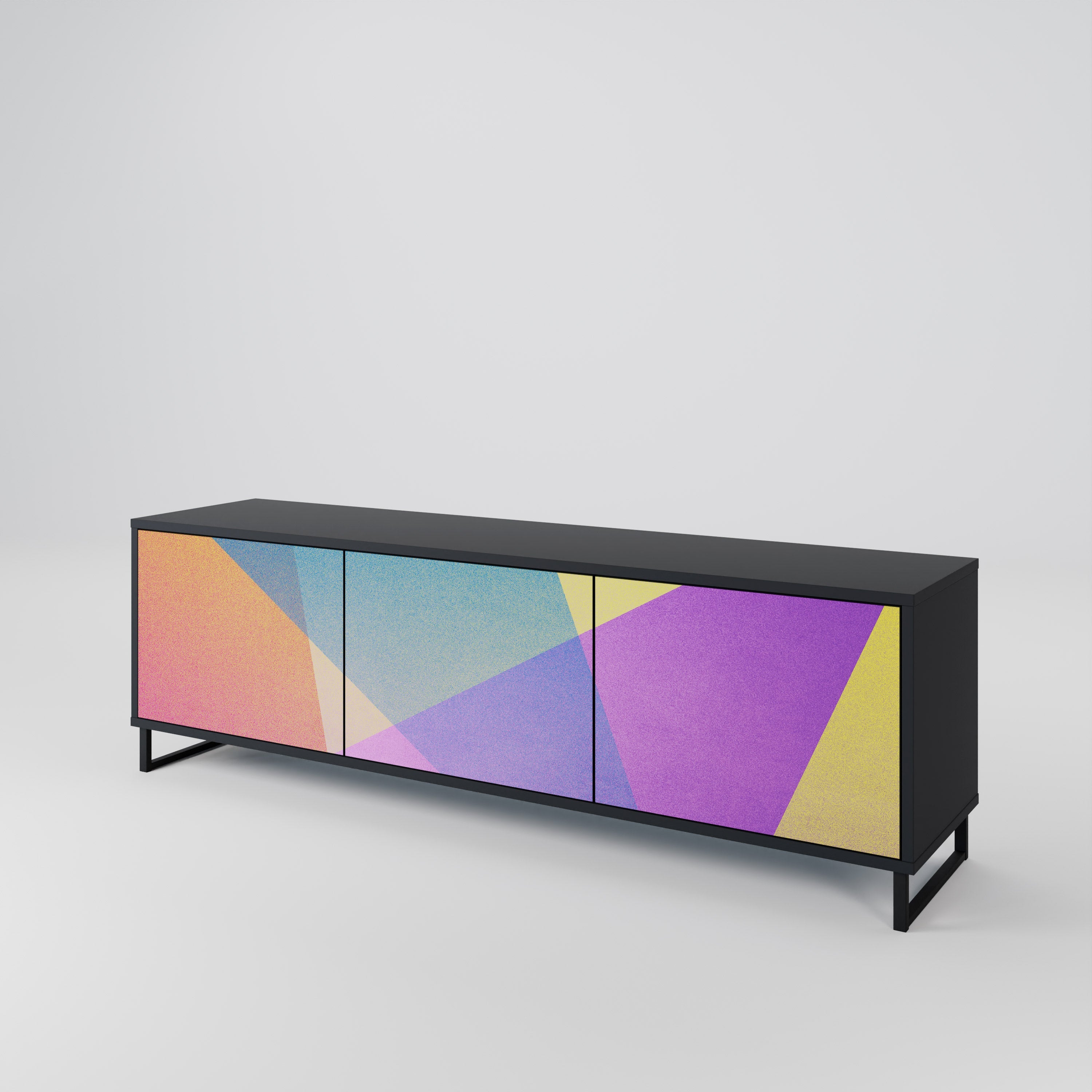 BRIGHT GEOMETRY Móvel de TV com 3 Portas em Acabamento Preto