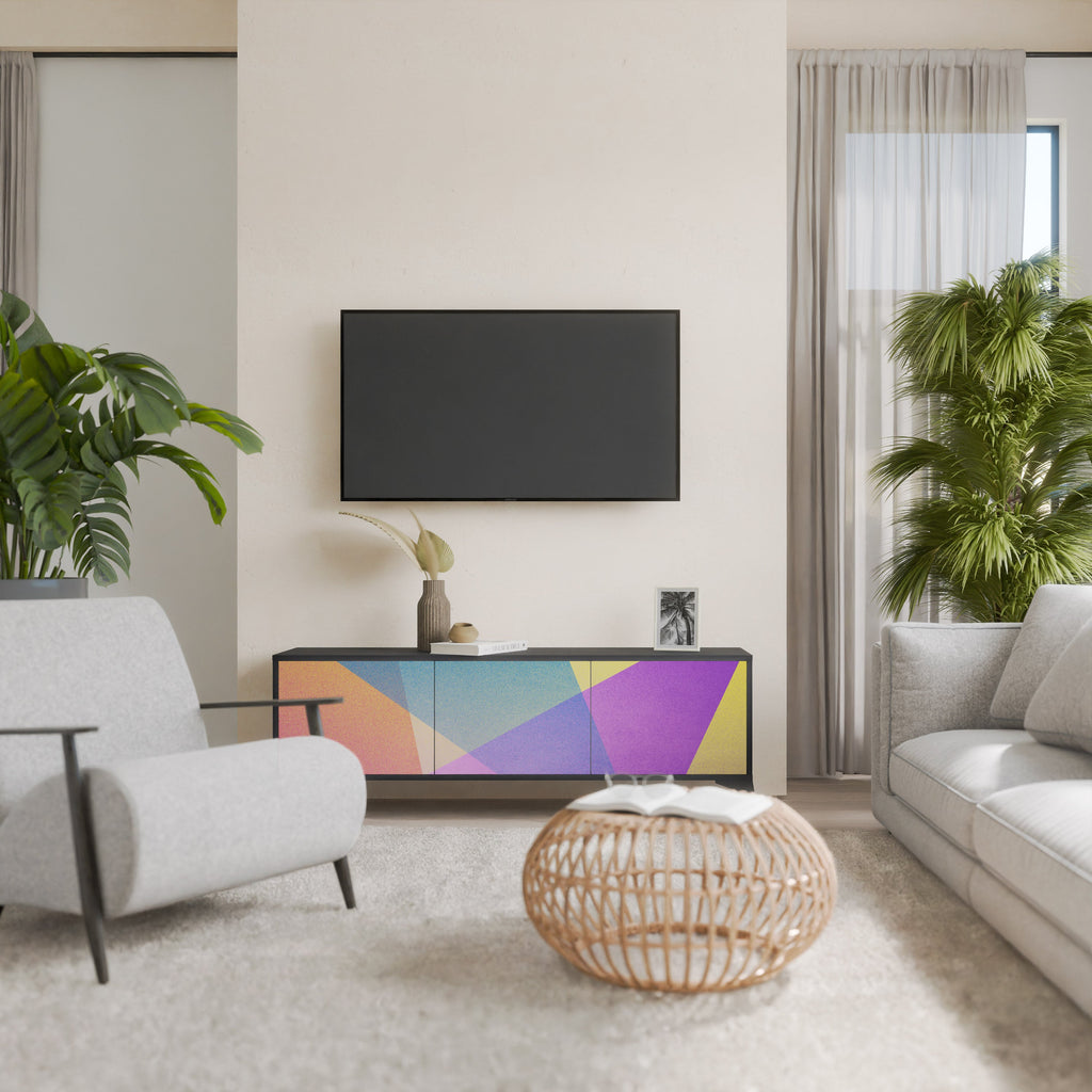 BRIGHT GEOMETRY Móvel de TV com 3 Portas em Acabamento Preto