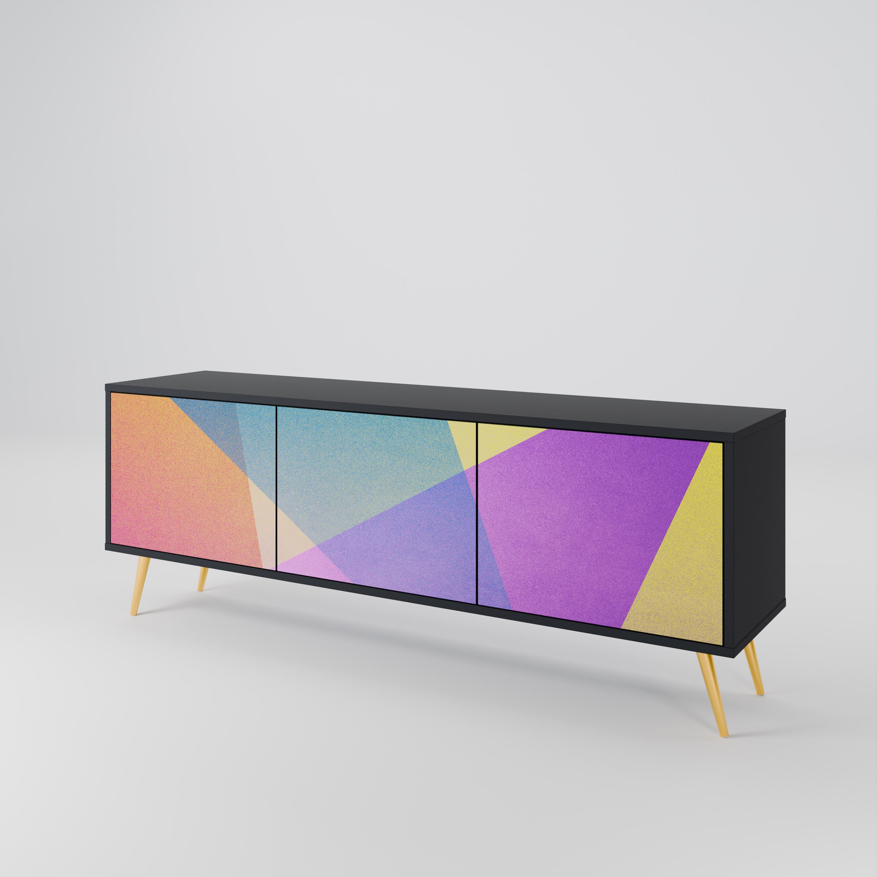 BRIGHT GEOMETRY Móvel de TV com 3 Portas em Acabamento Preto