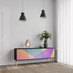 BRIGHT GEOMETRY Móvel de TV com 3 Portas em Acabamento Preto