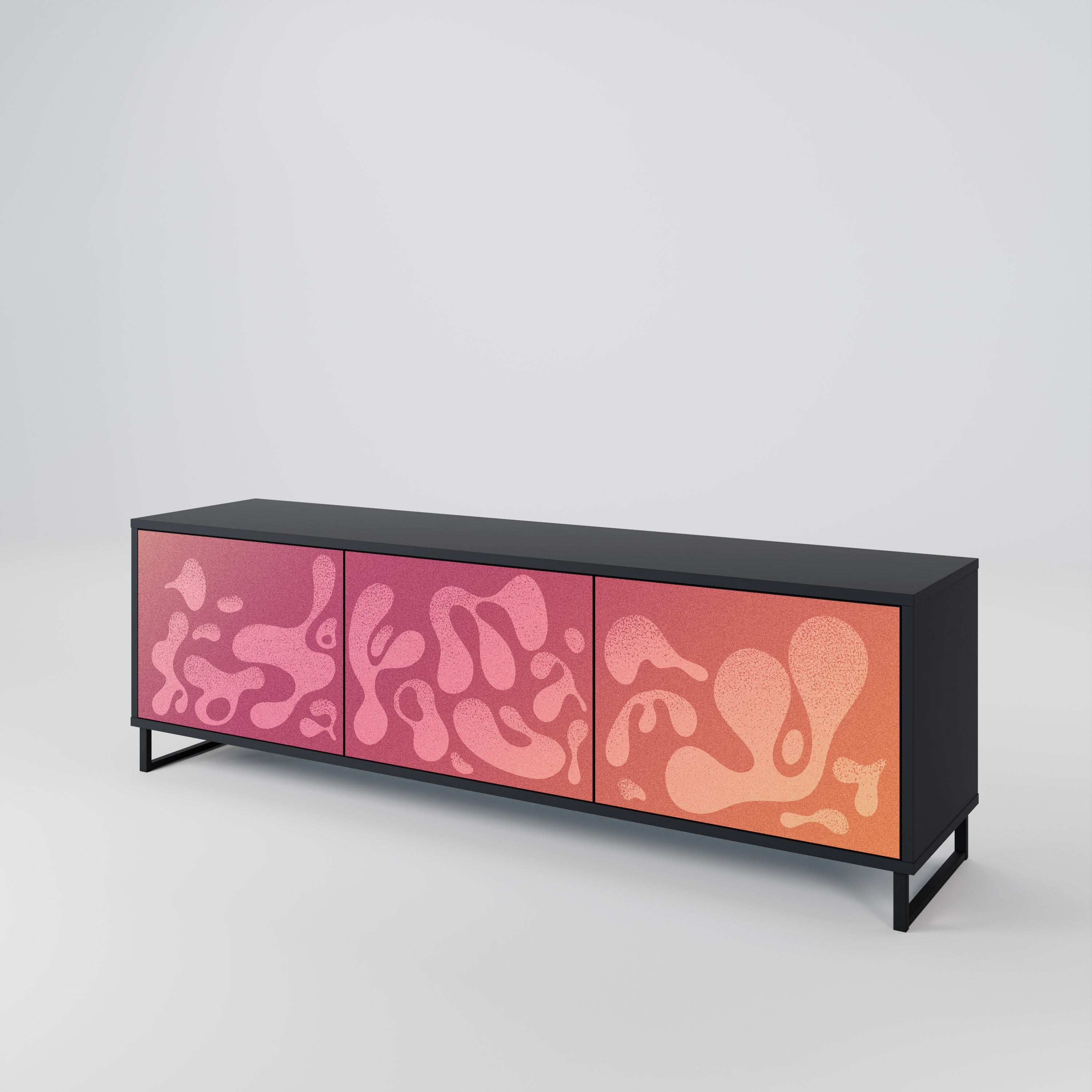 IRREGULAR PINK Móvel de TV com 3 Portas em Acabamento Preto