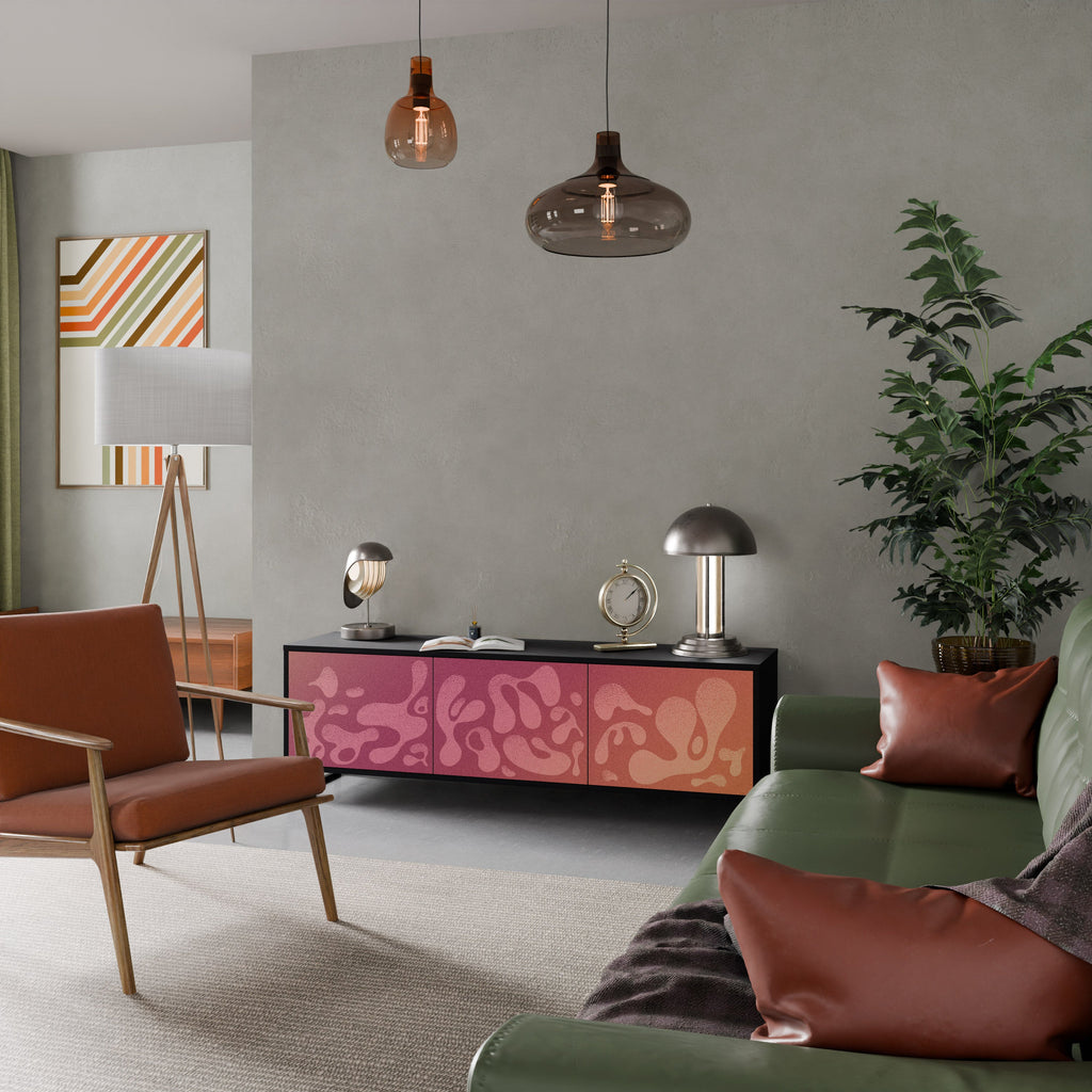 IRREGULAR PINK Móvel de TV com 3 Portas em Acabamento Preto