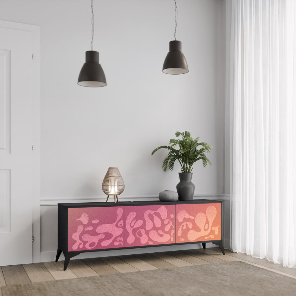 IRREGULAR PINK Móvel de TV com 3 Portas em Acabamento Preto