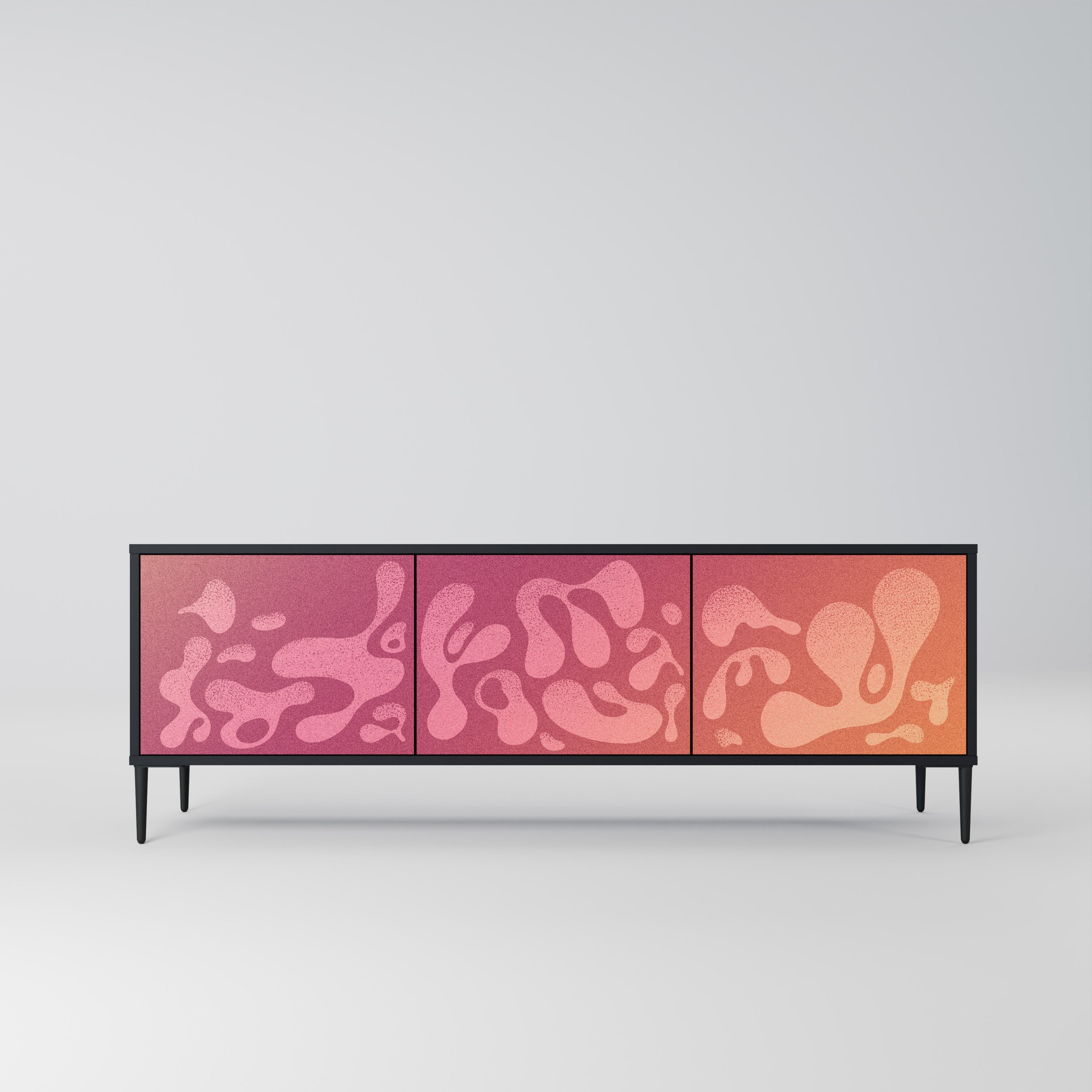 IRREGULAR PINK Móvel de TV com 3 Portas em Acabamento Preto