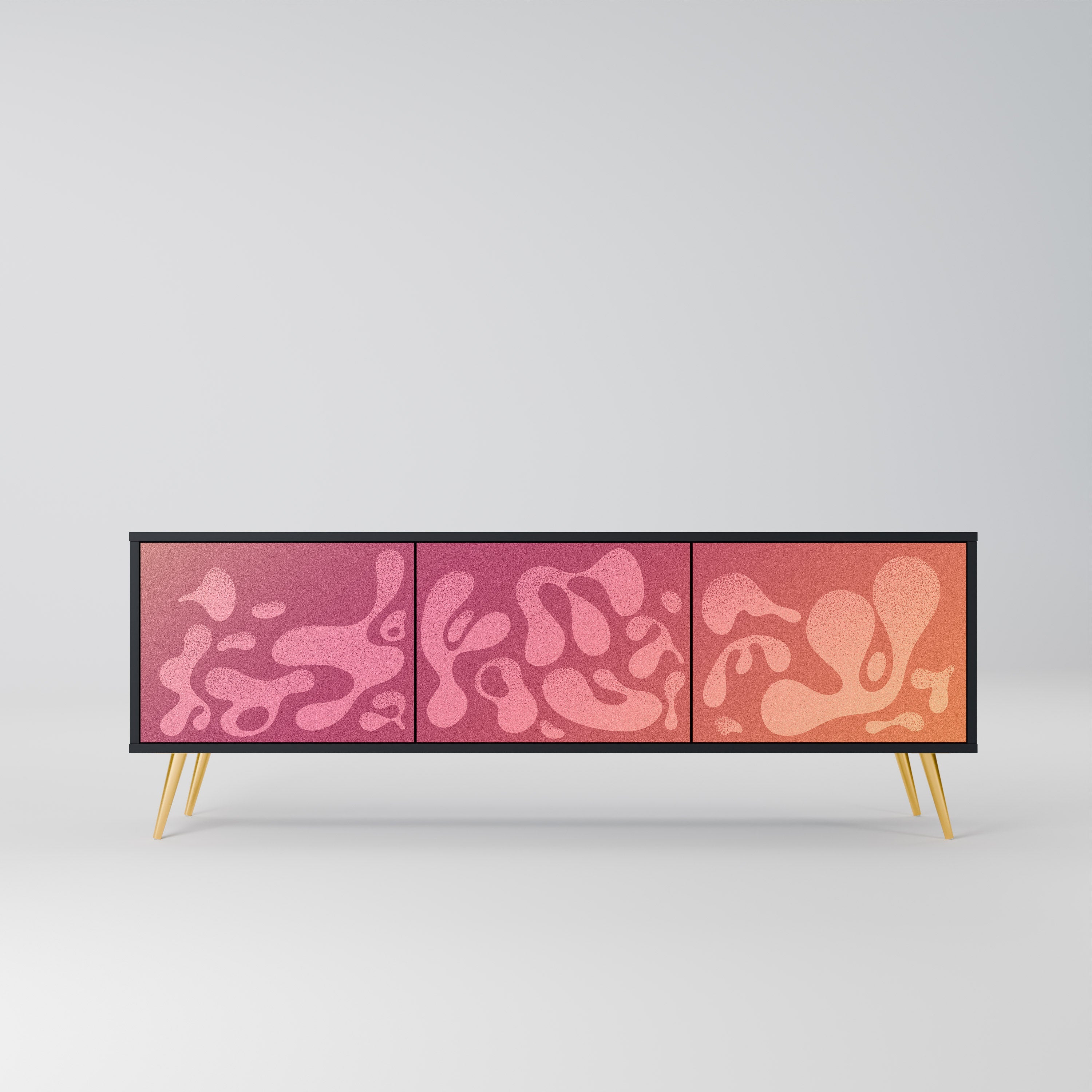 IRREGULAR PINK Móvel de TV com 3 Portas em Acabamento Preto