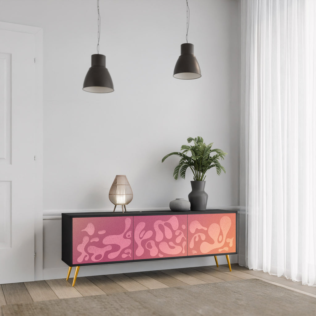 IRREGULAR PINK Móvel de TV com 3 Portas em Acabamento Preto