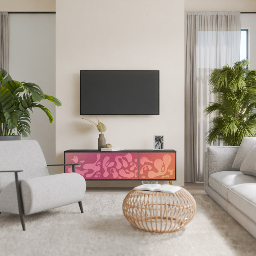 IRREGULAR PINK Móvel de TV com 3 Portas em Acabamento Preto