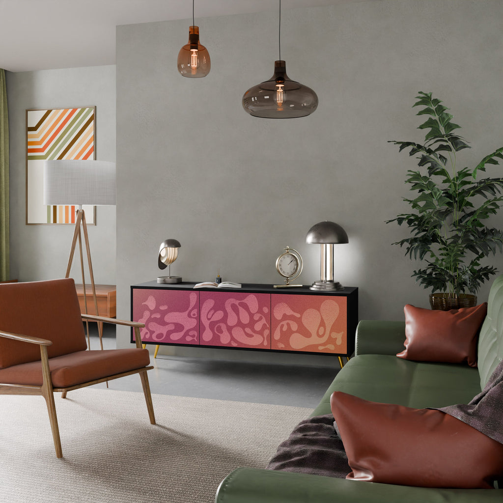 IRREGULAR PINK Móvel de TV com 3 Portas em Acabamento Preto