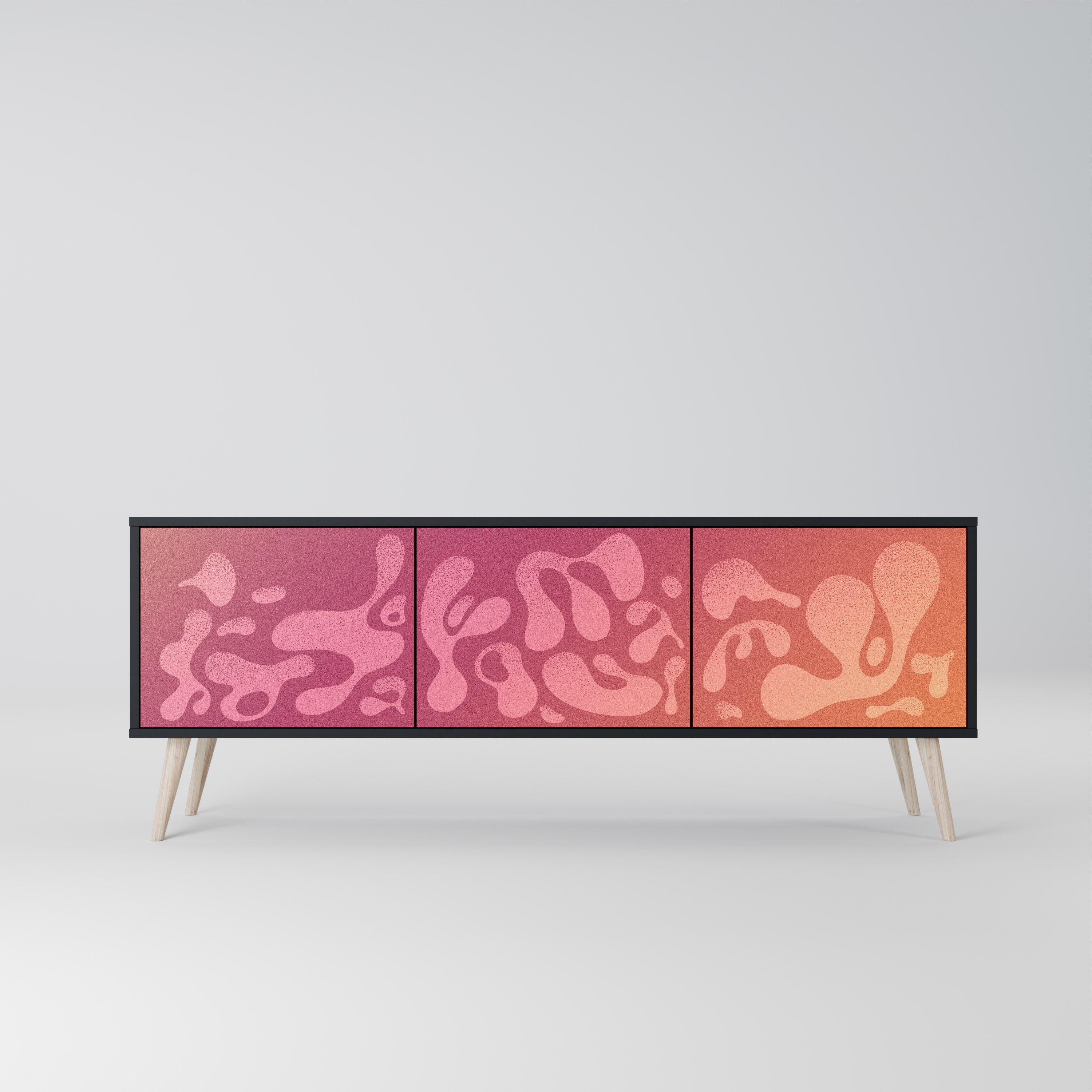 IRREGULAR PINK Móvel de TV com 3 Portas em Acabamento Preto