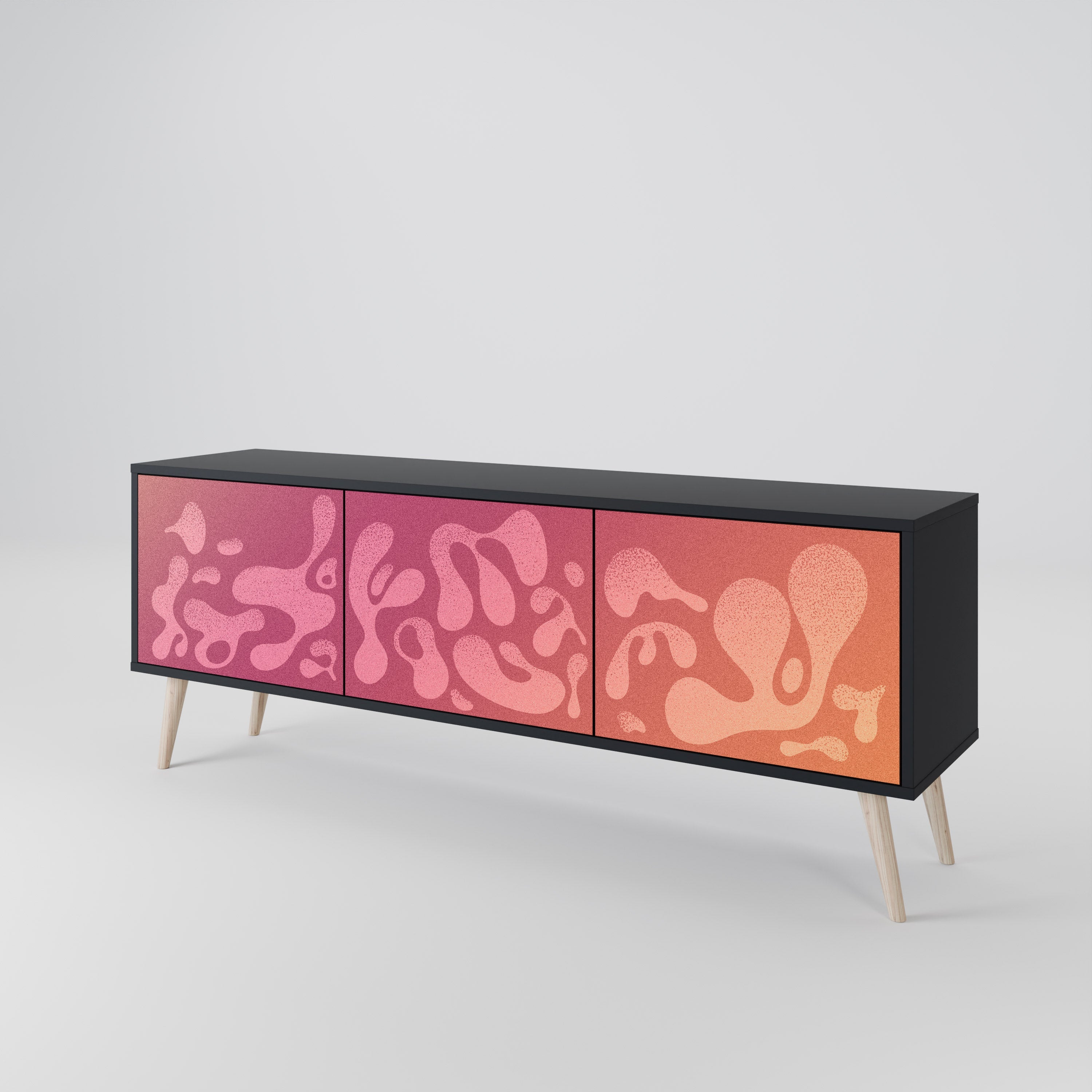 IRREGULAR PINK Móvel de TV com 3 Portas em Acabamento Preto