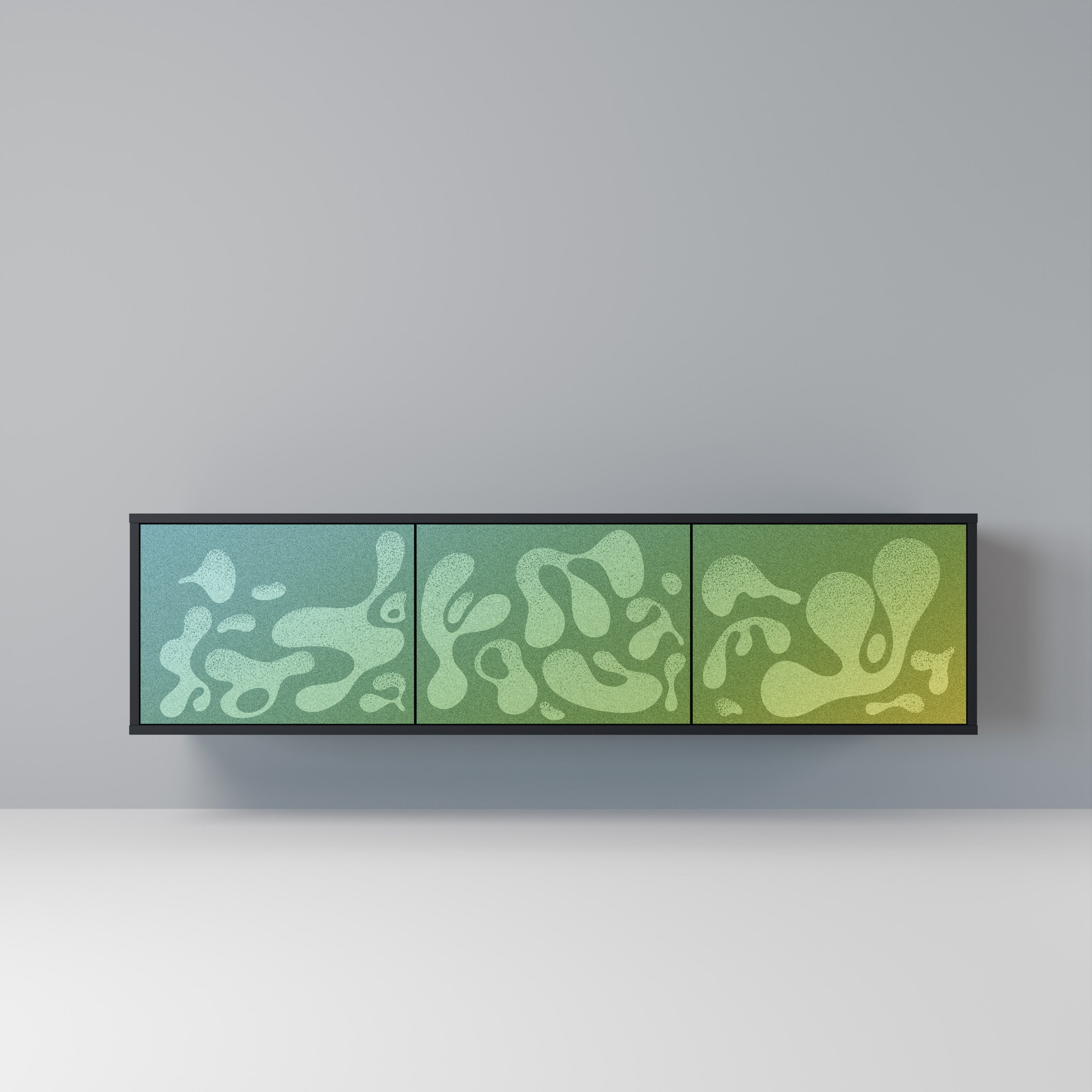 IRREGULAR BLUE Móvel de TV com 3 Portas em Acabamento Preto