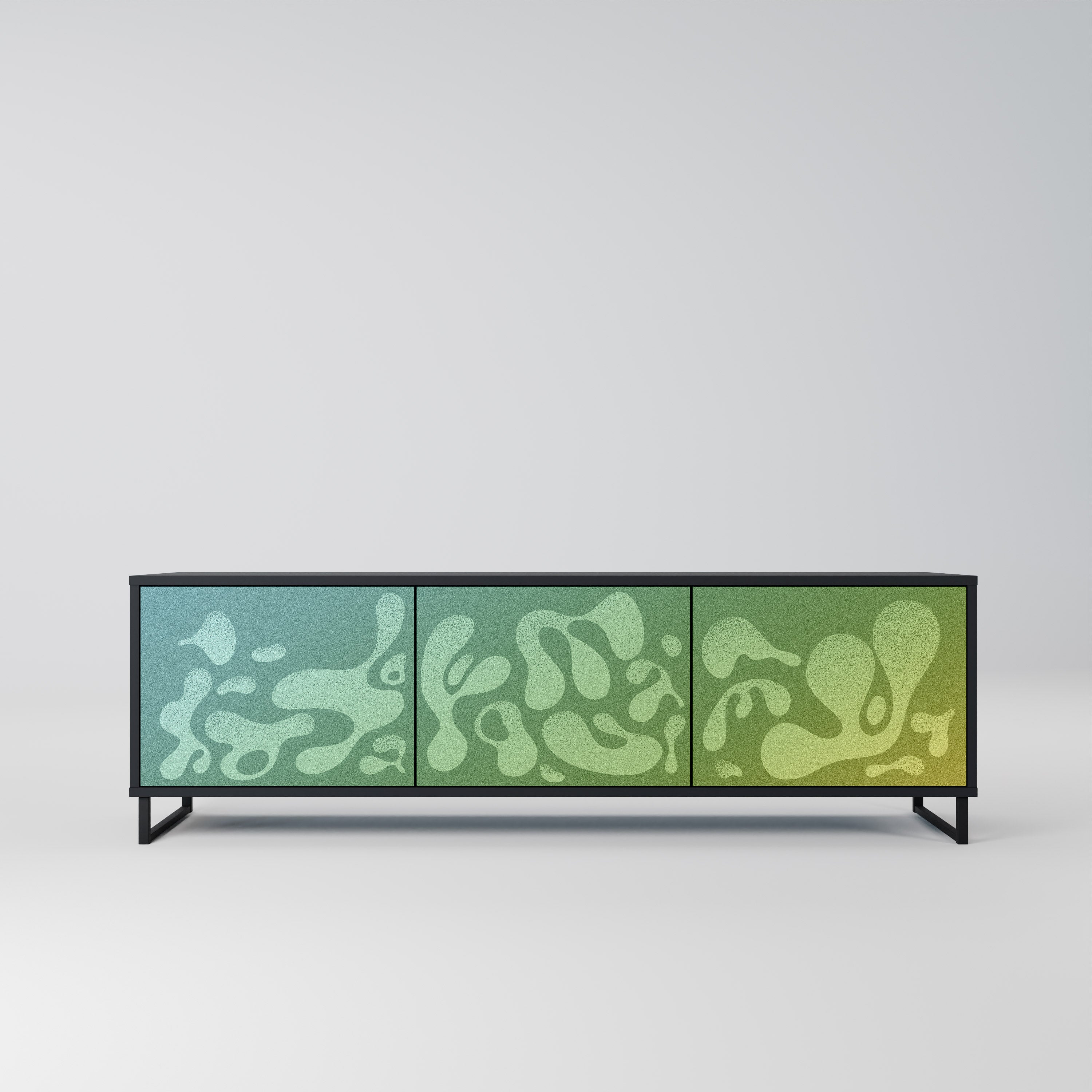 IRREGULAR BLUE Móvel de TV com 3 Portas em Acabamento Preto