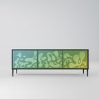 IRREGULAR BLUE Móvel de TV com 3 Portas em Acabamento Preto