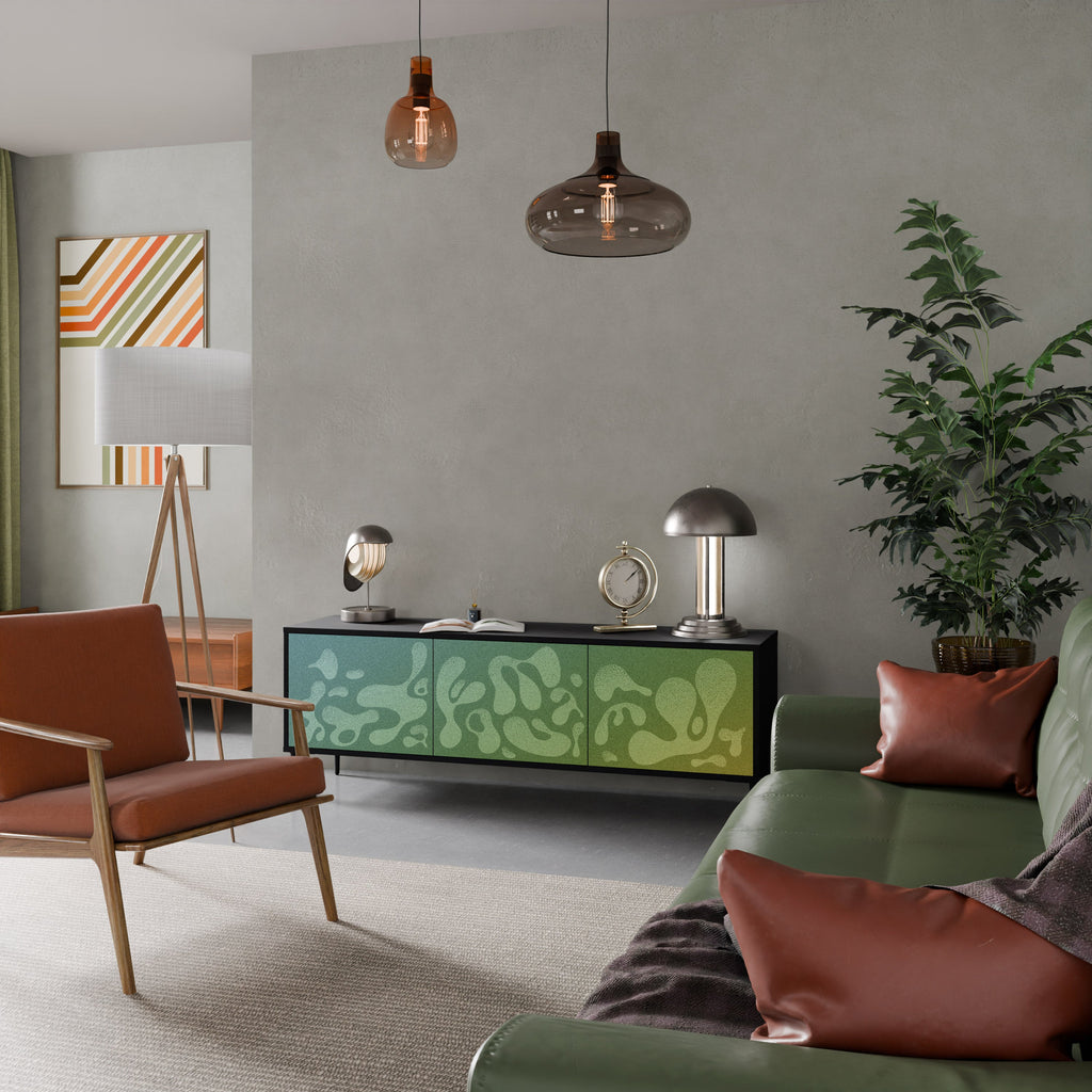 IRREGULAR BLUE Móvel de TV com 3 Portas em Acabamento Preto