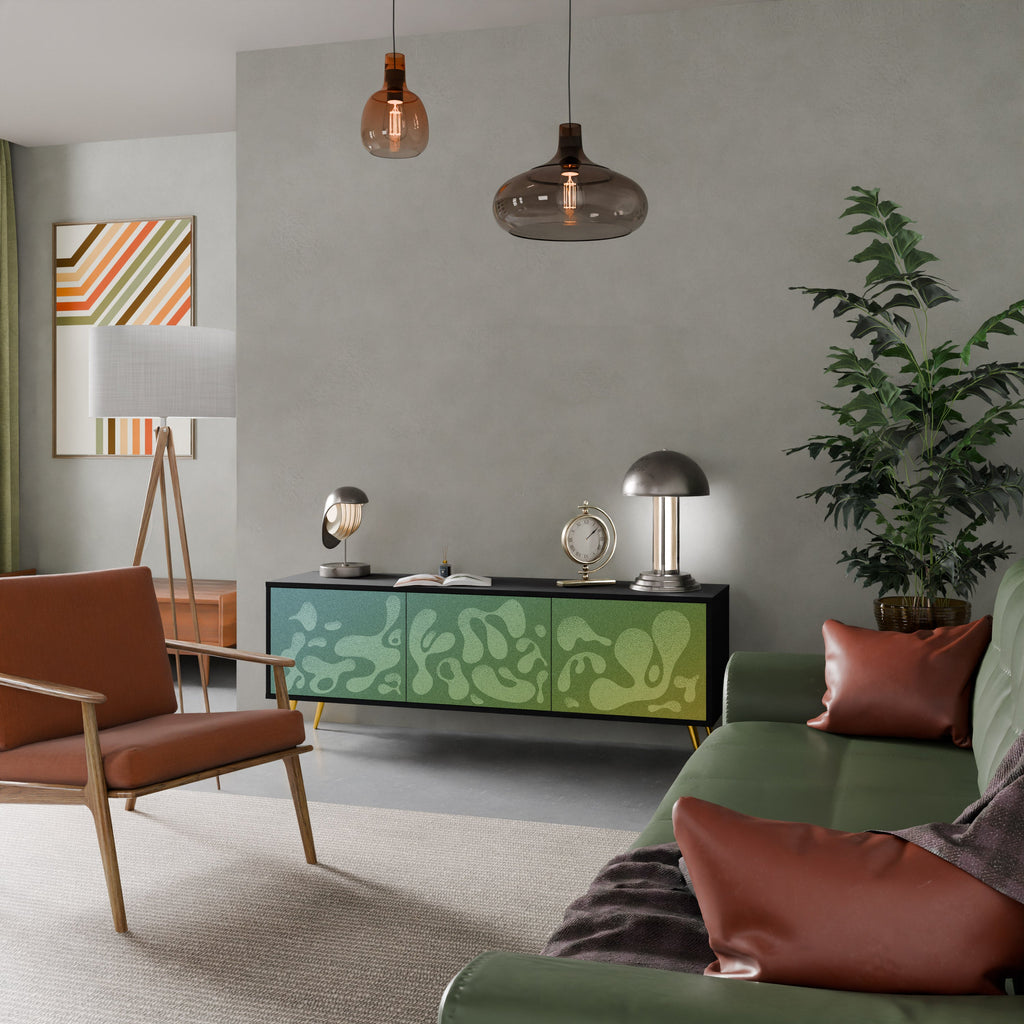 IRREGULAR BLUE Móvel de TV com 3 Portas em Acabamento Preto