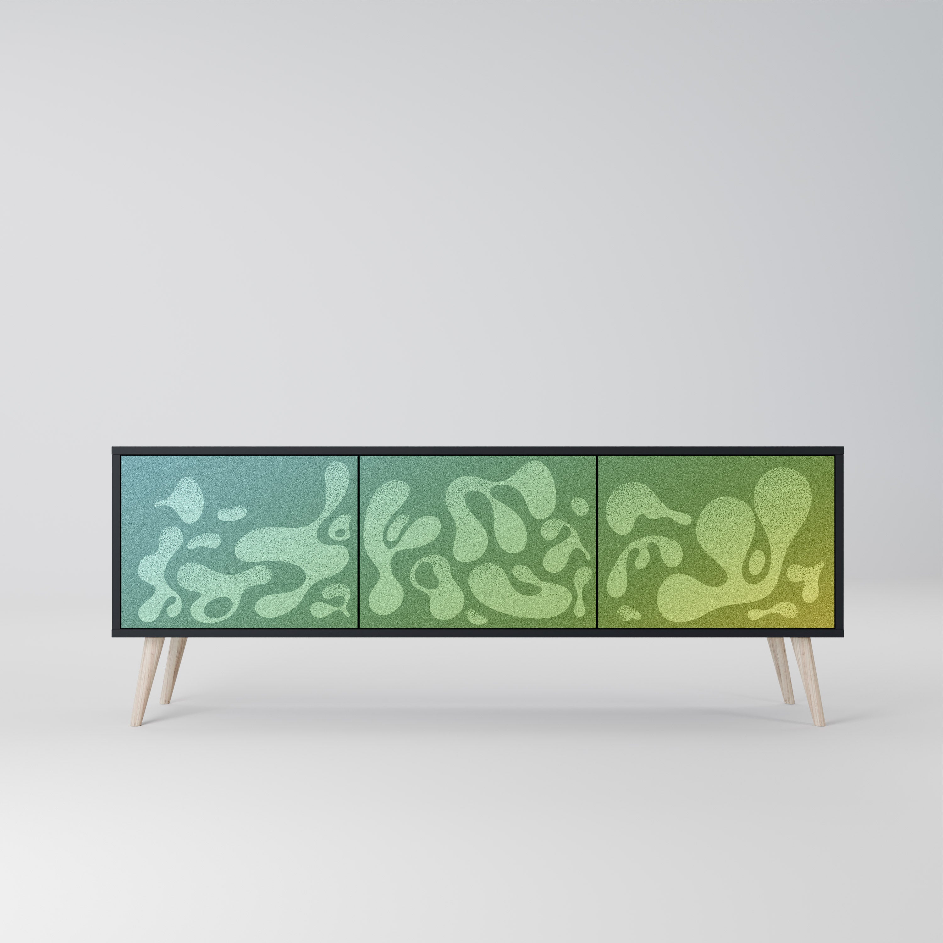 IRREGULAR BLUE Móvel de TV com 3 Portas em Acabamento Preto