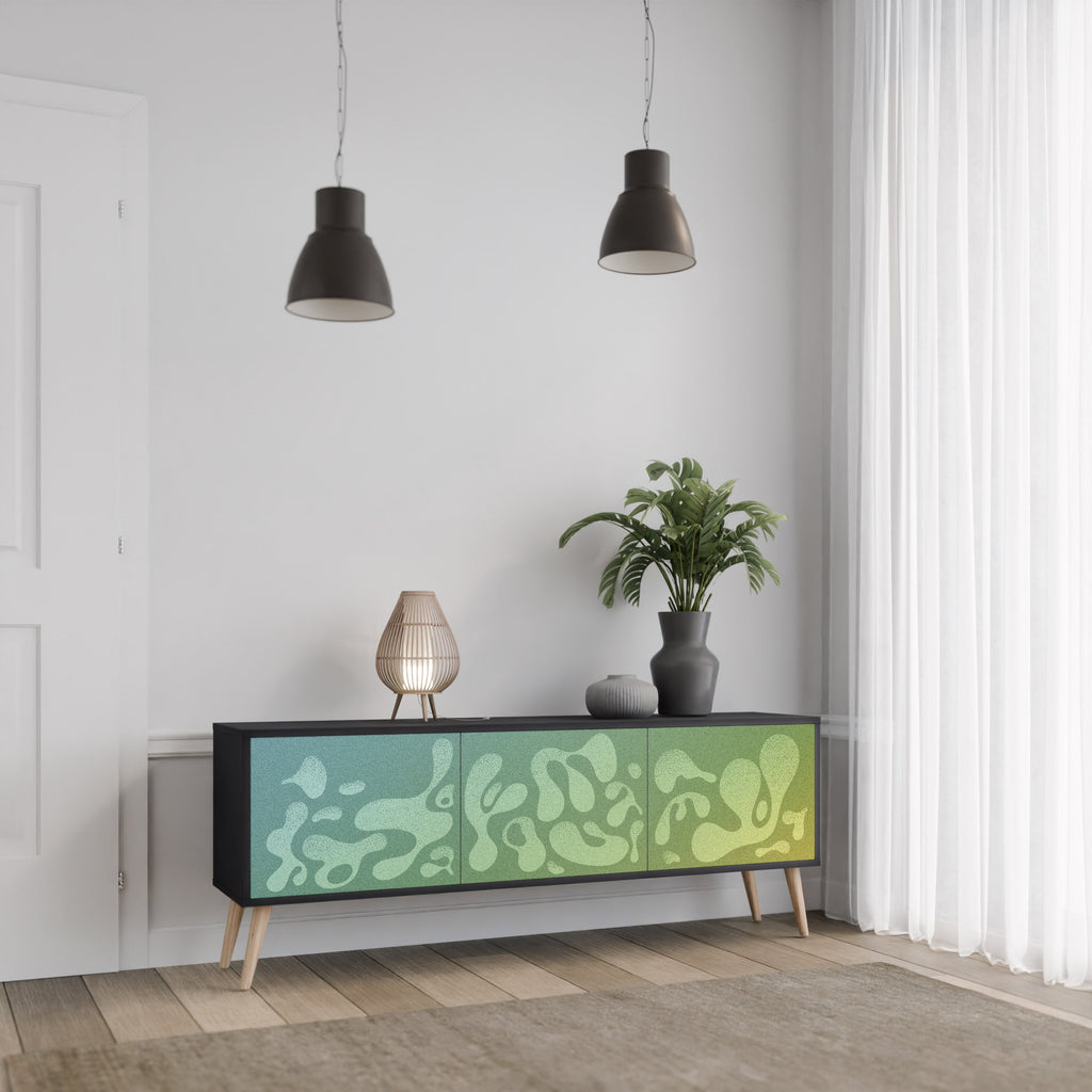 IRREGULAR BLUE Móvel de TV com 3 Portas em Acabamento Preto