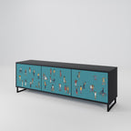 COLLECTIVE STREAM Móvel de TV com 3 Portas em Acabamento Preto