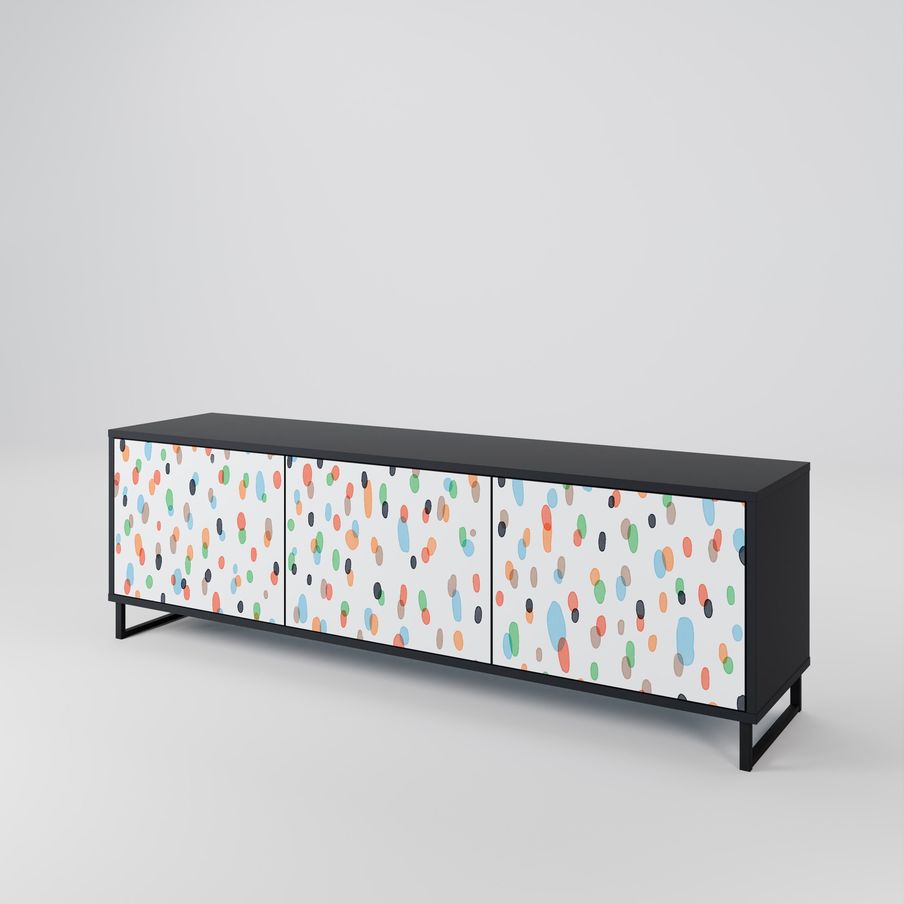 ENERGETIC SPOTS 3-Door TV Stand in Black Finish