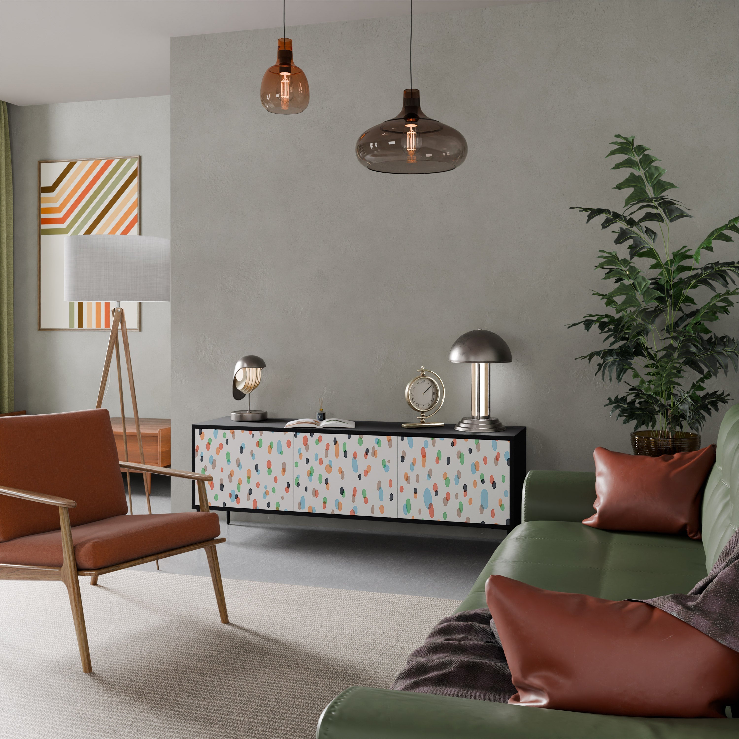 ENERGETIC SPOTS Móvel de TV com 3 Portas em Acabamento Preto