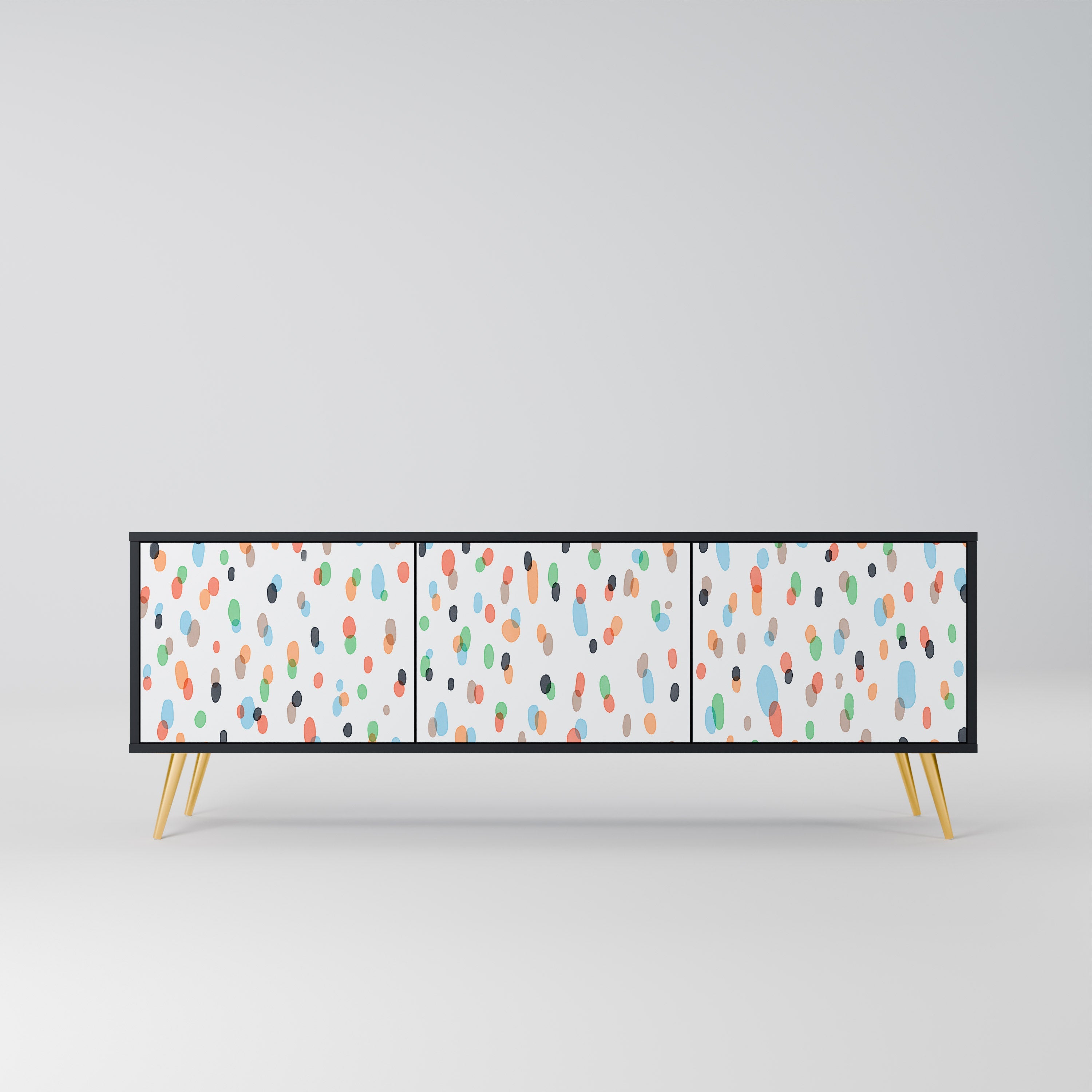 ENERGETIC SPOTS Móvel de TV com 3 Portas em Acabamento Preto