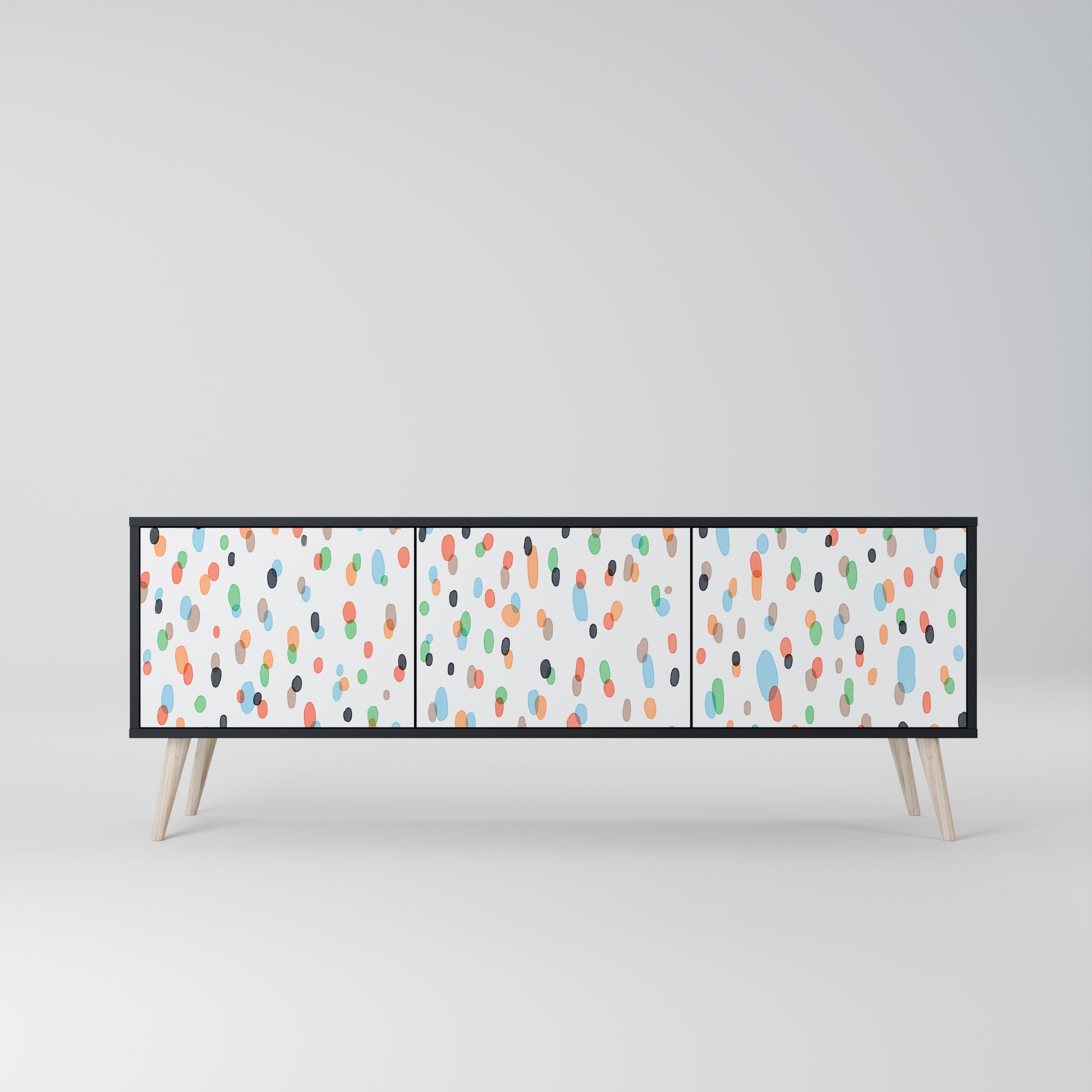 ENERGETIC SPOTS Móvel de TV com 3 Portas em Acabamento Preto