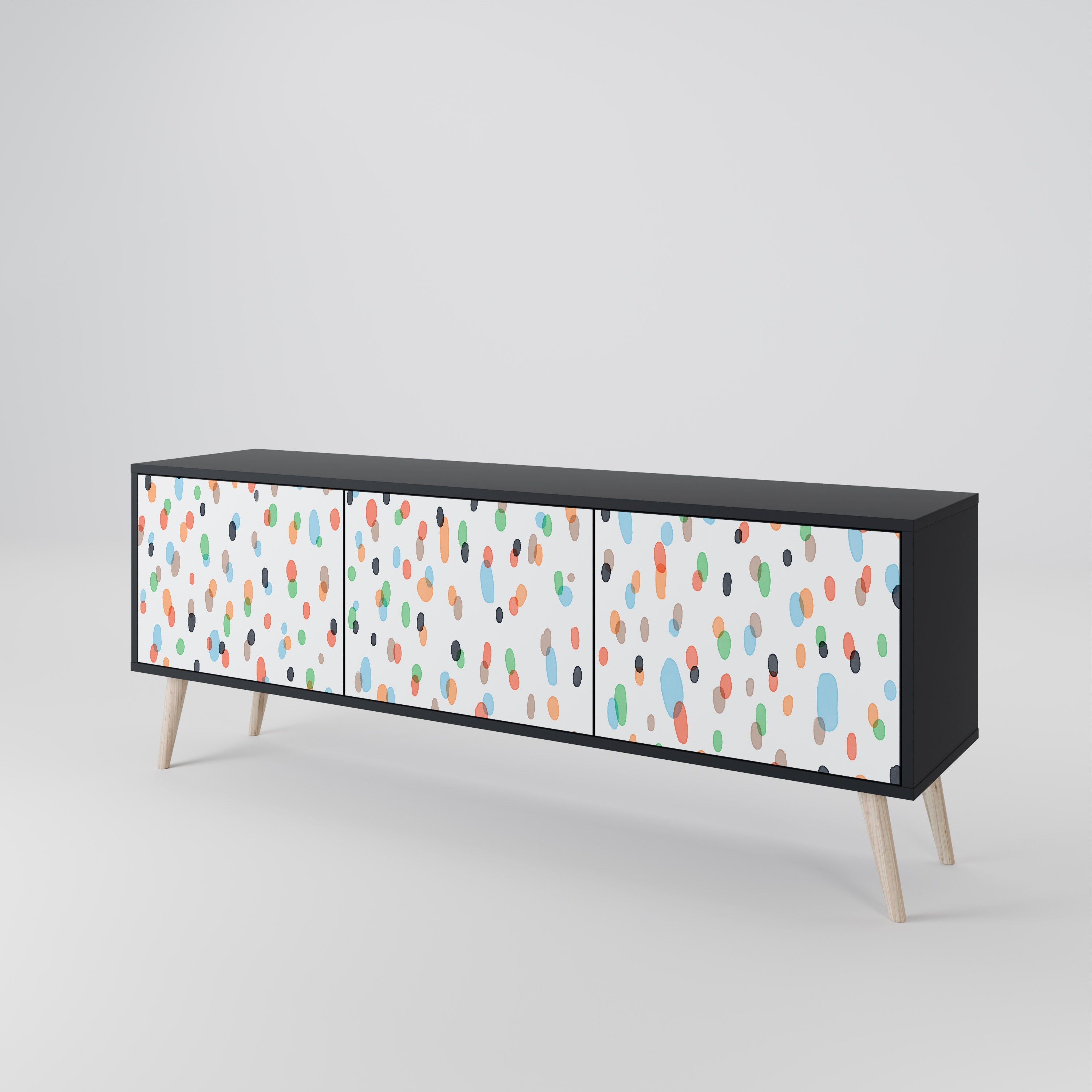 ENERGETIC SPOTS 3-Door TV Stand in Black Finish