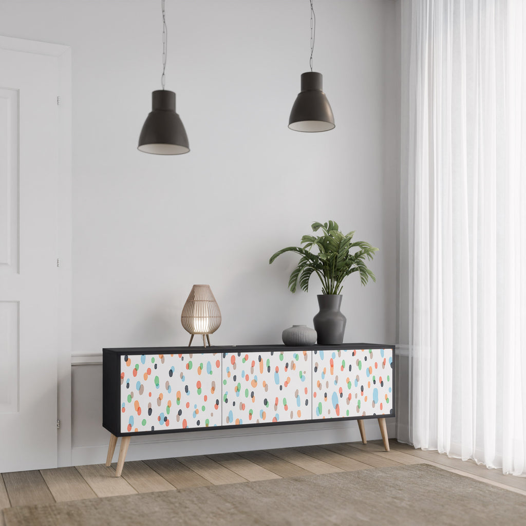 ENERGETIC SPOTS 3-Door TV Stand in Black Finish