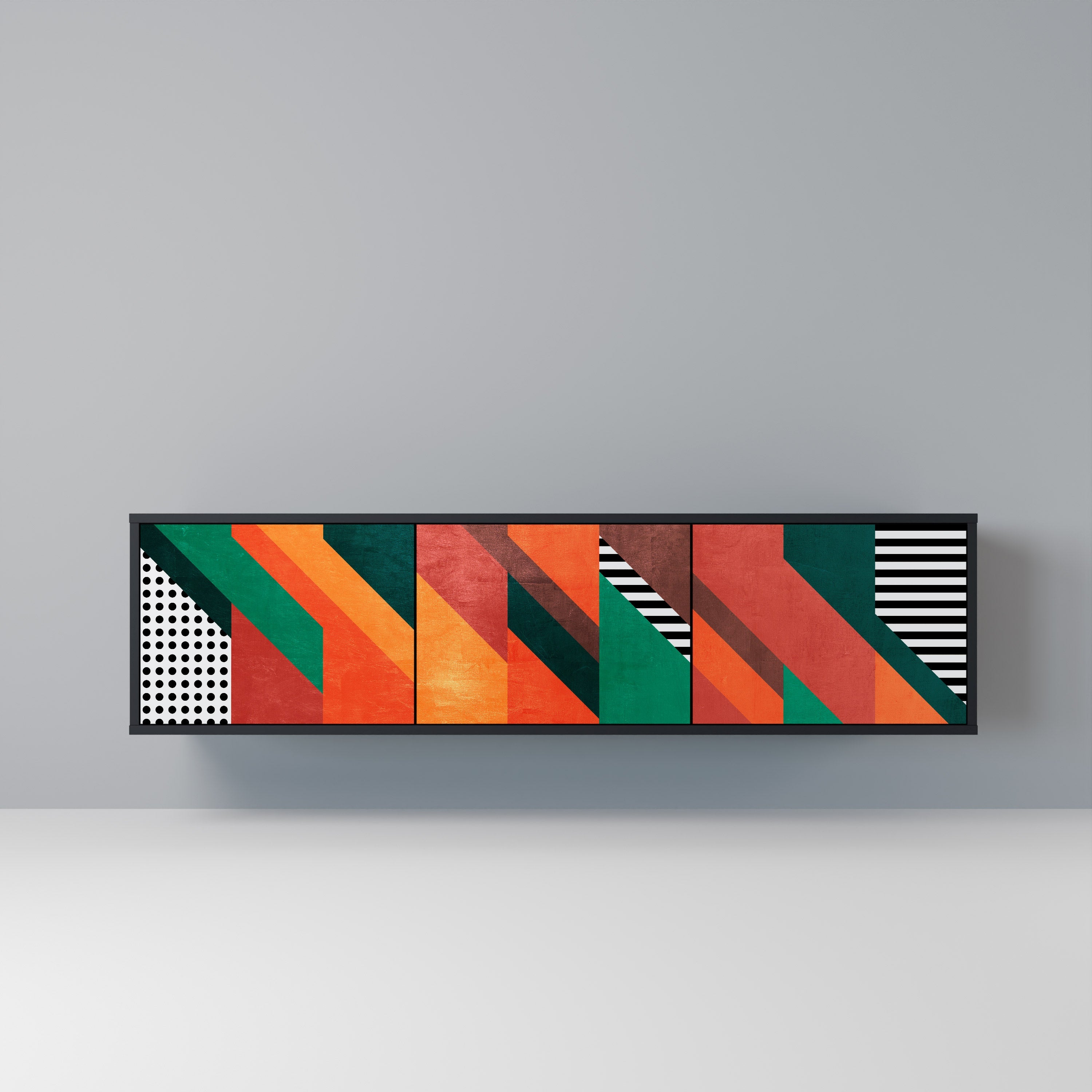 MAKESHIFT ARTISTRY Móvel de TV com 3 Portas em Acabamento Preto