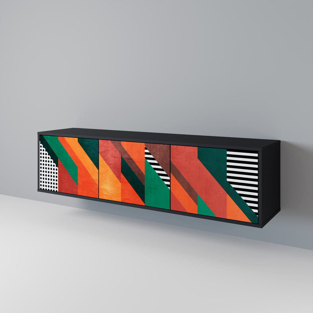 MAKESHIFT ARTISTRY Móvel de TV com 3 Portas em Acabamento Preto