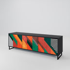 MAKESHIFT ARTISTRY Móvel de TV com 3 Portas em Acabamento Preto