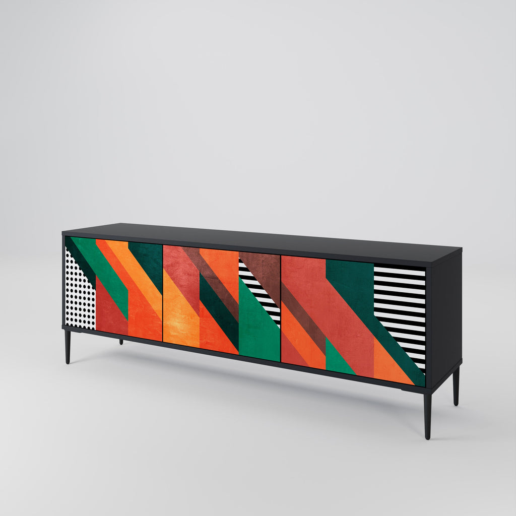 MAKESHIFT ARTISTRY Móvel de TV com 3 Portas em Acabamento Preto