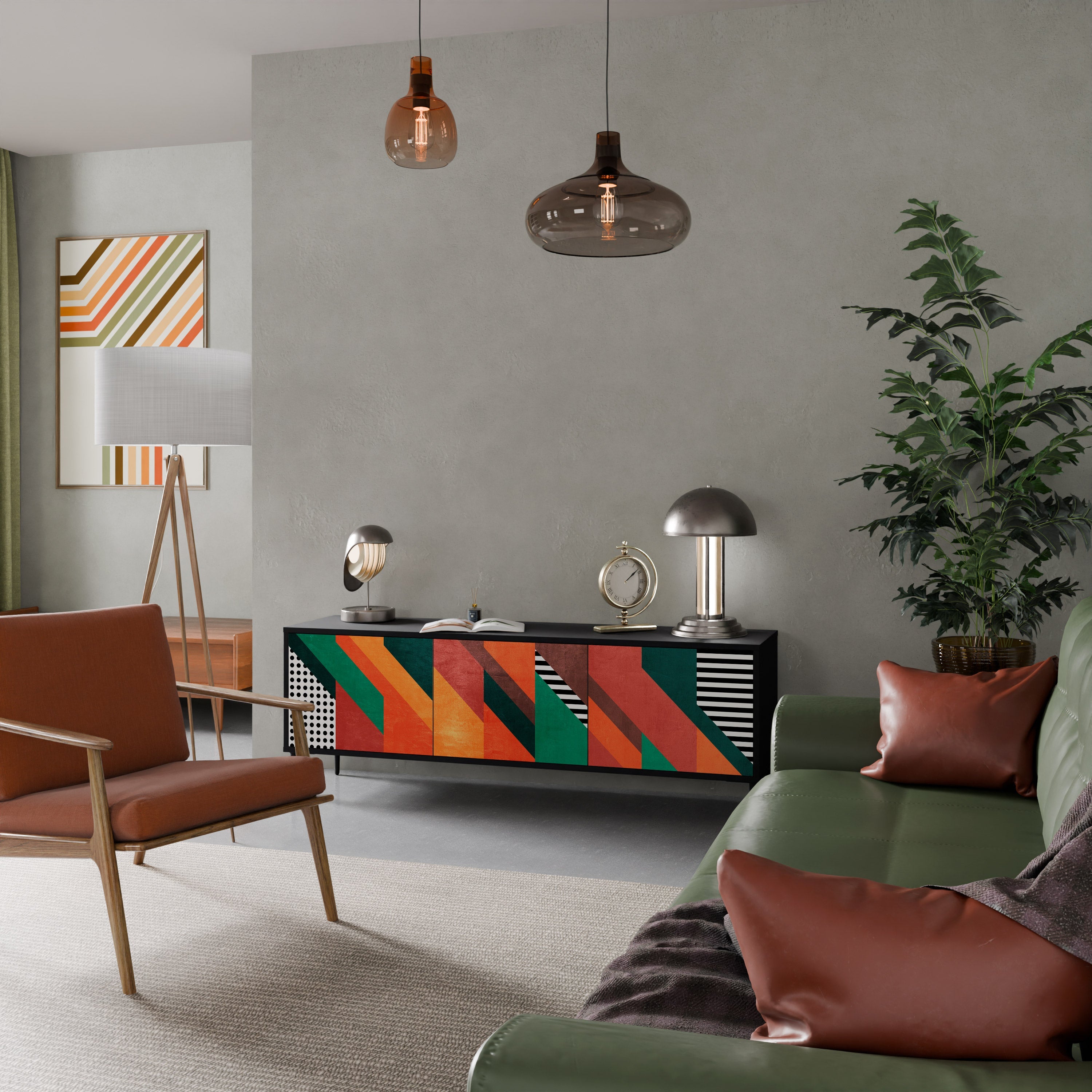 MAKESHIFT ARTISTRY Móvel de TV com 3 Portas em Acabamento Preto