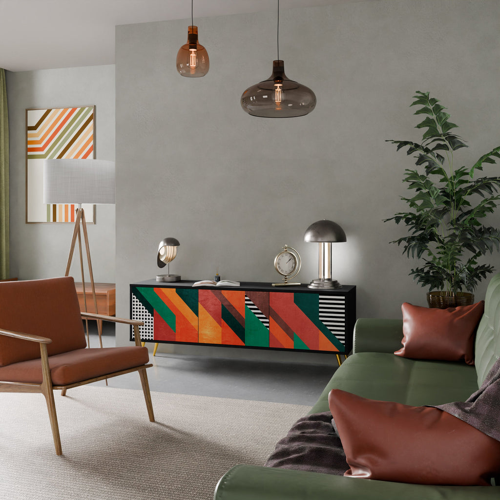 MAKESHIFT ARTISTRY Móvel de TV com 3 Portas em Acabamento Preto