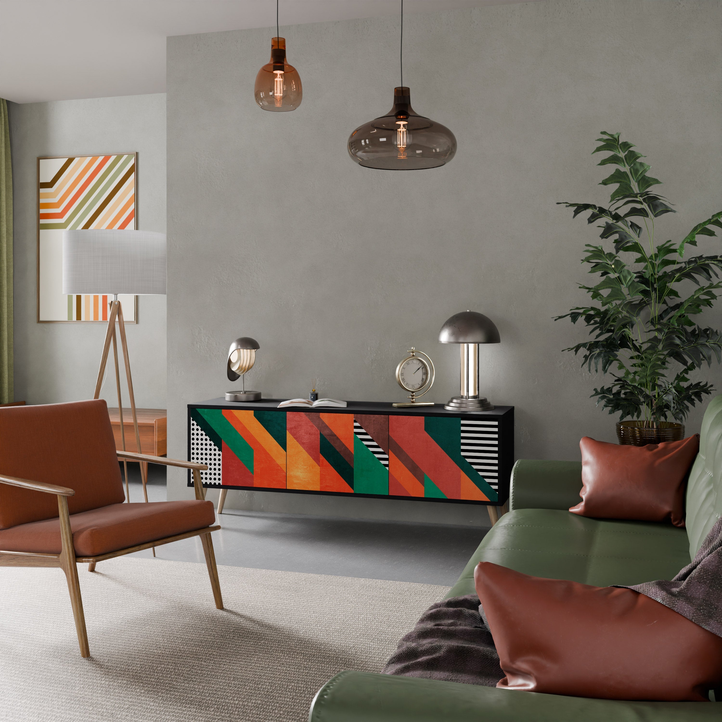 MAKESHIFT ARTISTRY Móvel de TV com 3 Portas em Acabamento Preto