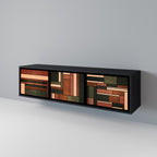 FIGURES OF NATURE Móvel de TV com 3 Portas em Acabamento Preto