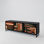 FIGURES OF NATURE Móvel de TV com 3 Portas em Acabamento Preto