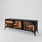 FIGURES OF NATURE Móvel de TV com 3 Portas em Acabamento Preto